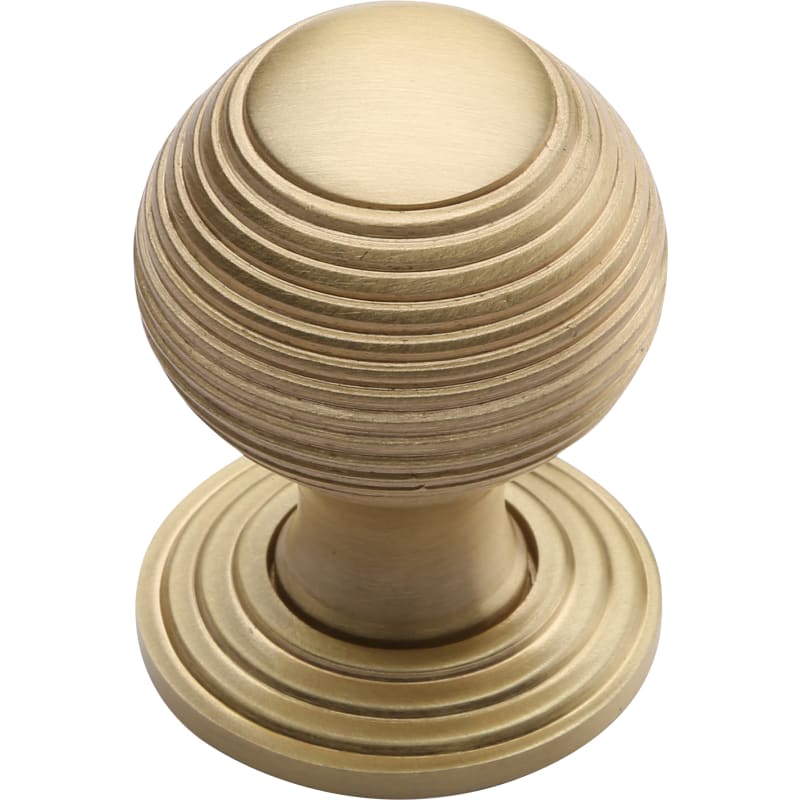 Ashley Norton Reeded Cabinet Knob on Rose - Satin Brass