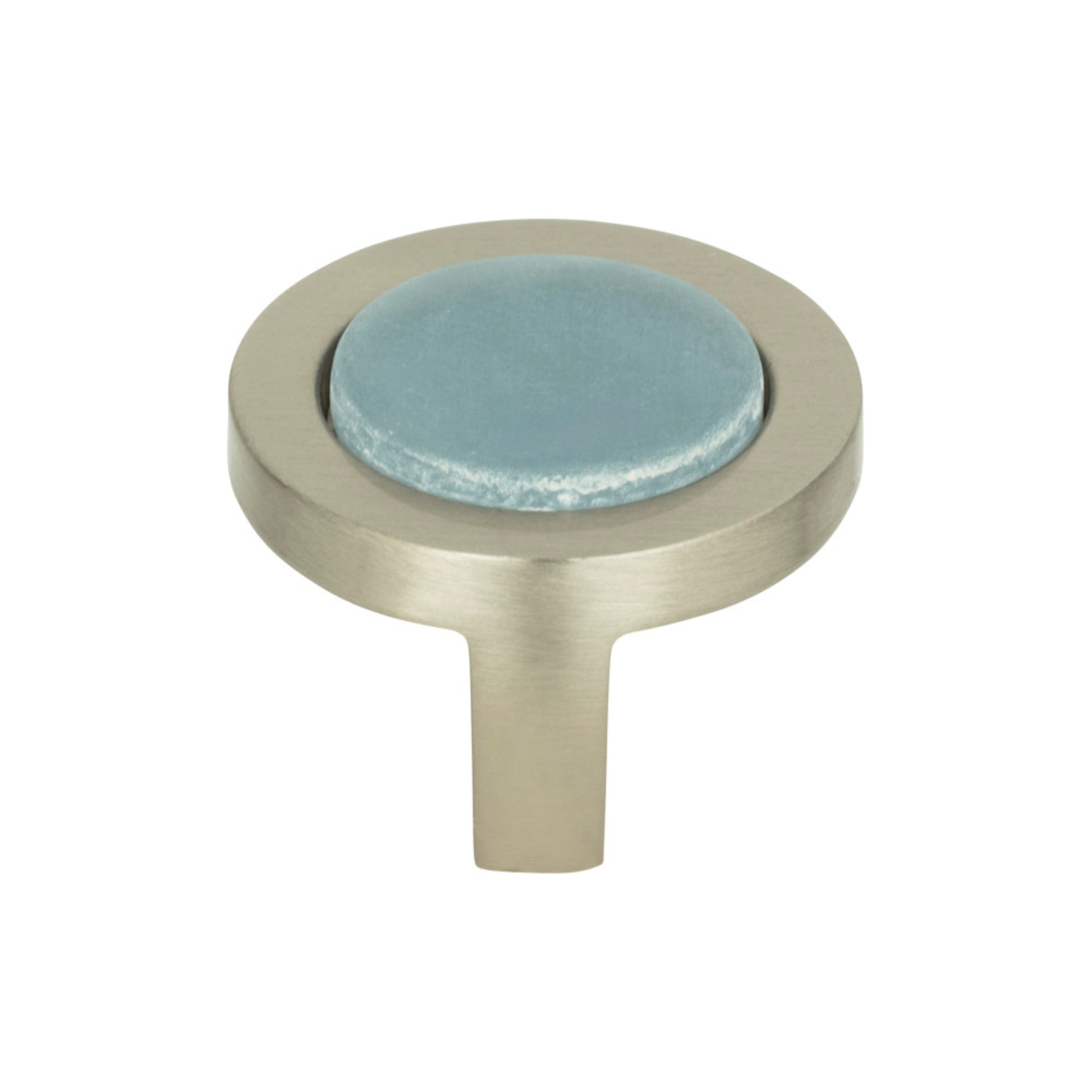 Atlas Spa -Round Knob - Blue - Brushed Nickel