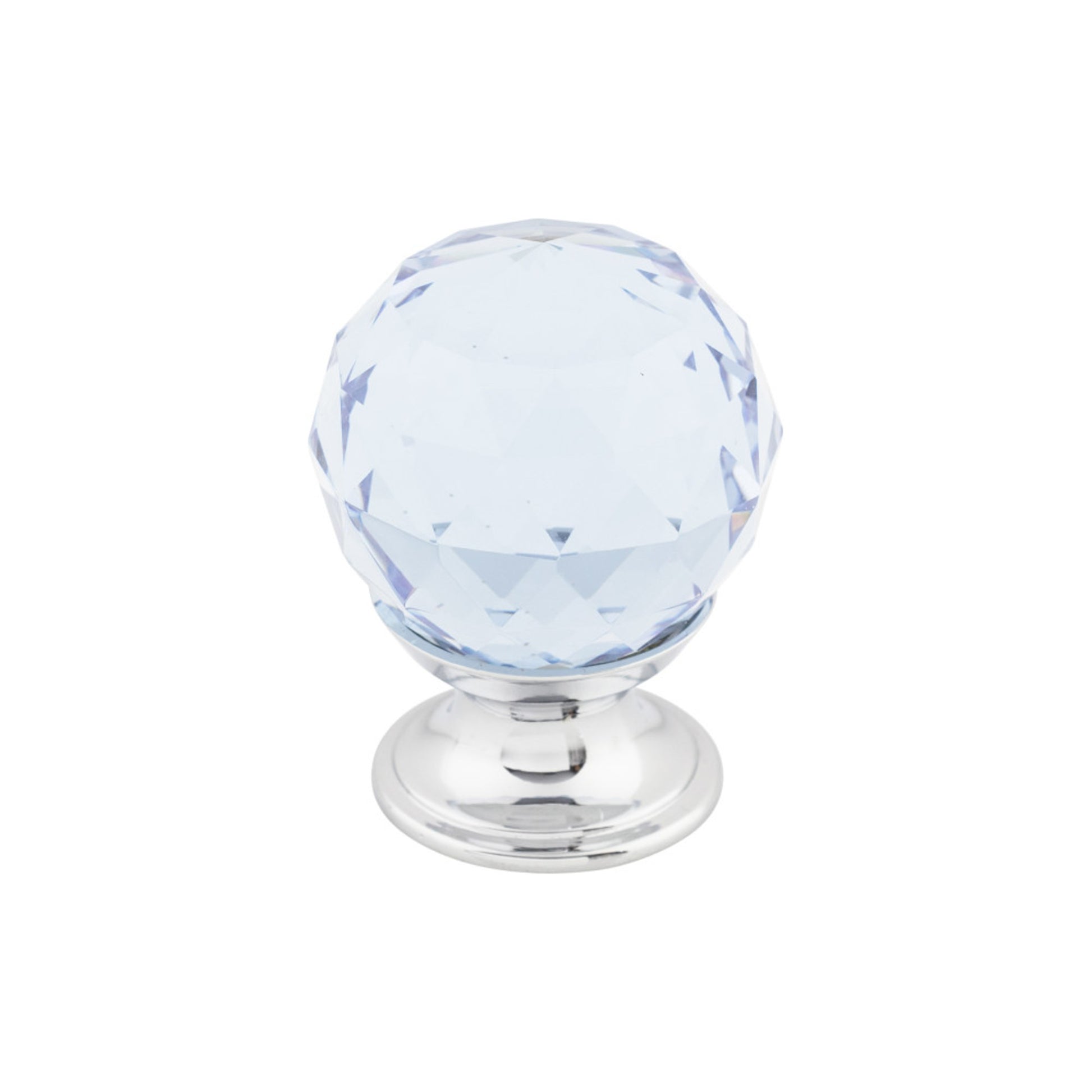 Top Knobs Light Blue Crystal 1 1/8" Diameter Round Knob - Polished Chrome