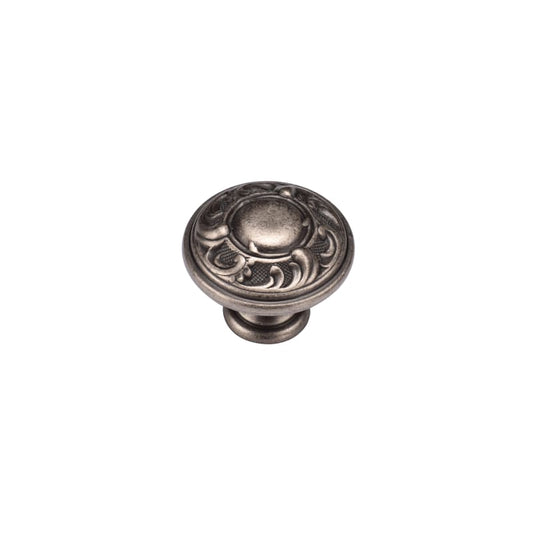 Ashley Norton Decorated Round Cabinet Knob - Distressed Pewter