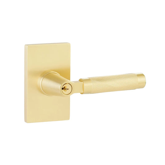 SELECT Key In L-Square Knurled Lever – keyed, satin-brass
