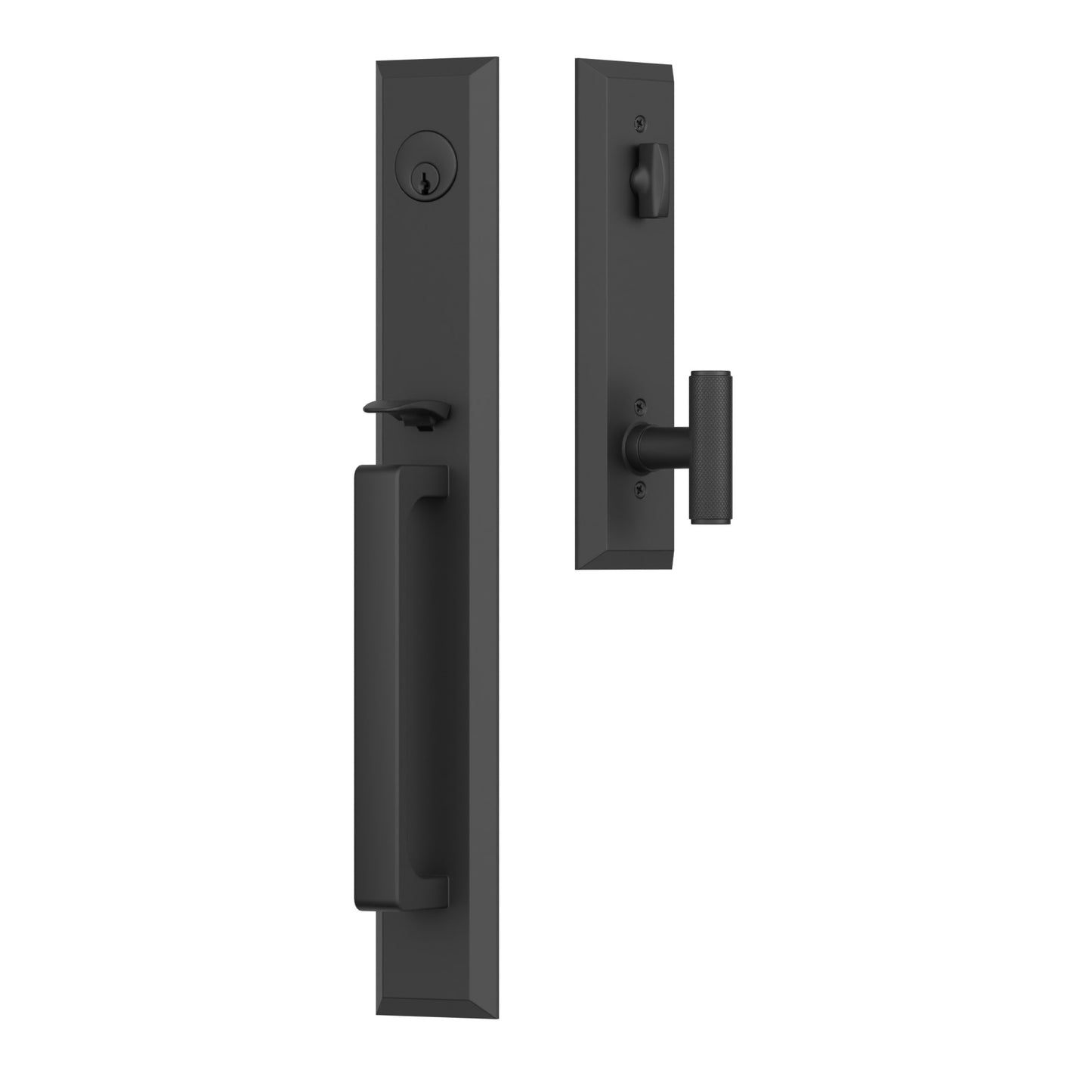 Emtek Transitional Heritage Full Length Entrance Handleset – Flat Black