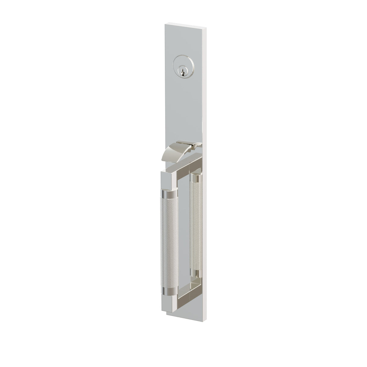 Emtek SELECT L-Square Knurled Full Length Entrance Handleset – Polished Nickel