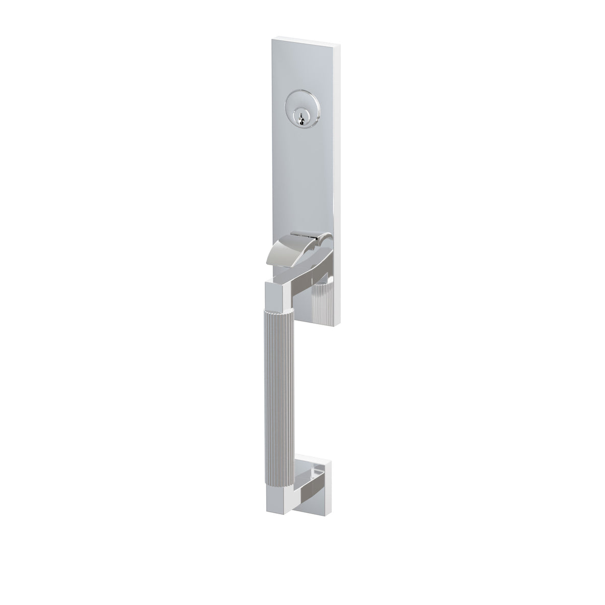 Emtek SELECT L-Square Straight Knurled Monolithic Entrance Handleset – Polished Chrome