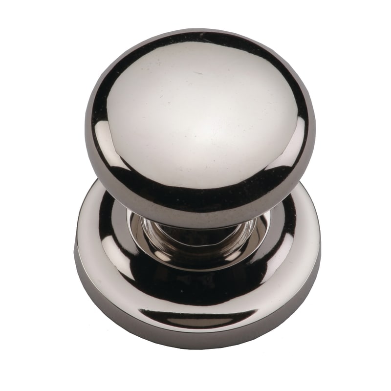 Ashley Norton Round Cabinet Knob on Rose - 1 1/4" Dia. - Polished Nickel