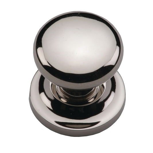 Ashley Norton Round Cabinet Knob on Rose - 1 1/4" Dia. - Polished Nickel