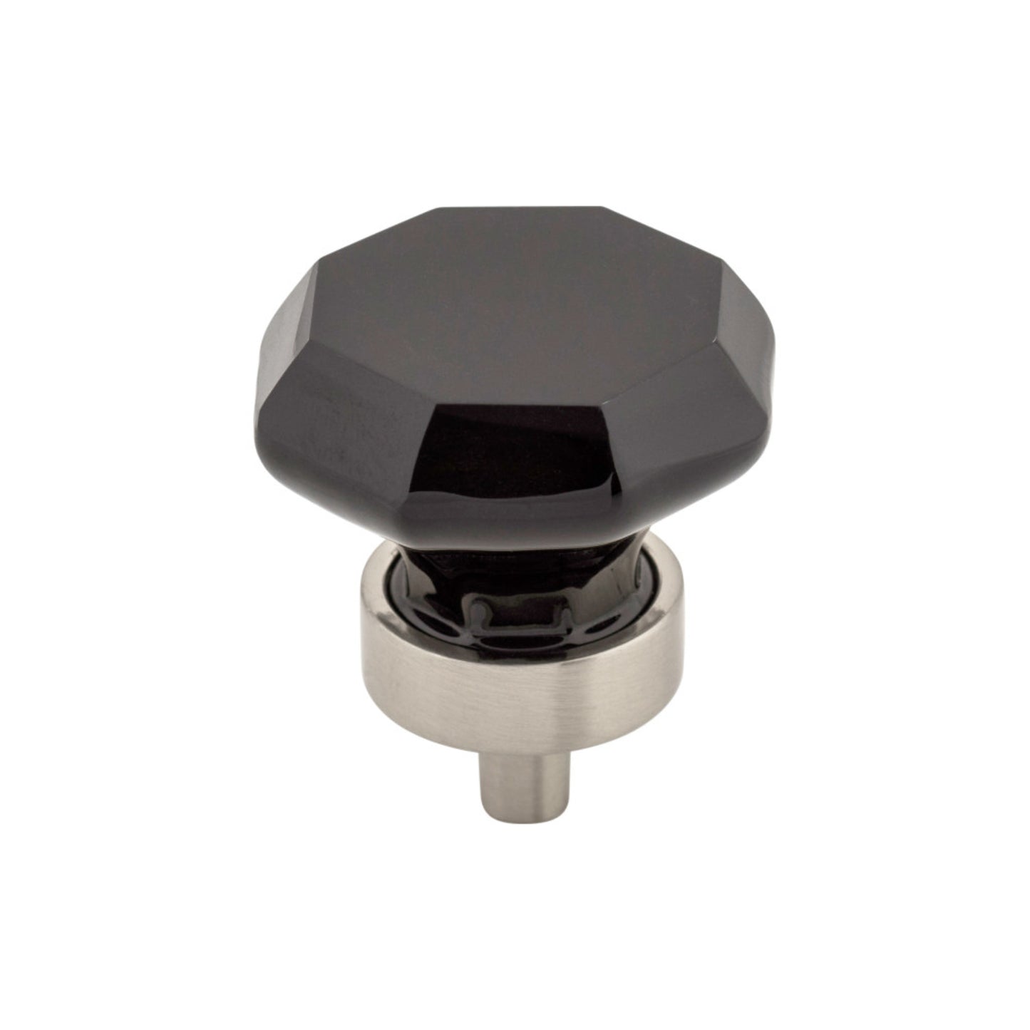 Top Knobs Black Octagon Crystal 1 3/8" Diameter Round Knob - Brushed Satin Nickel