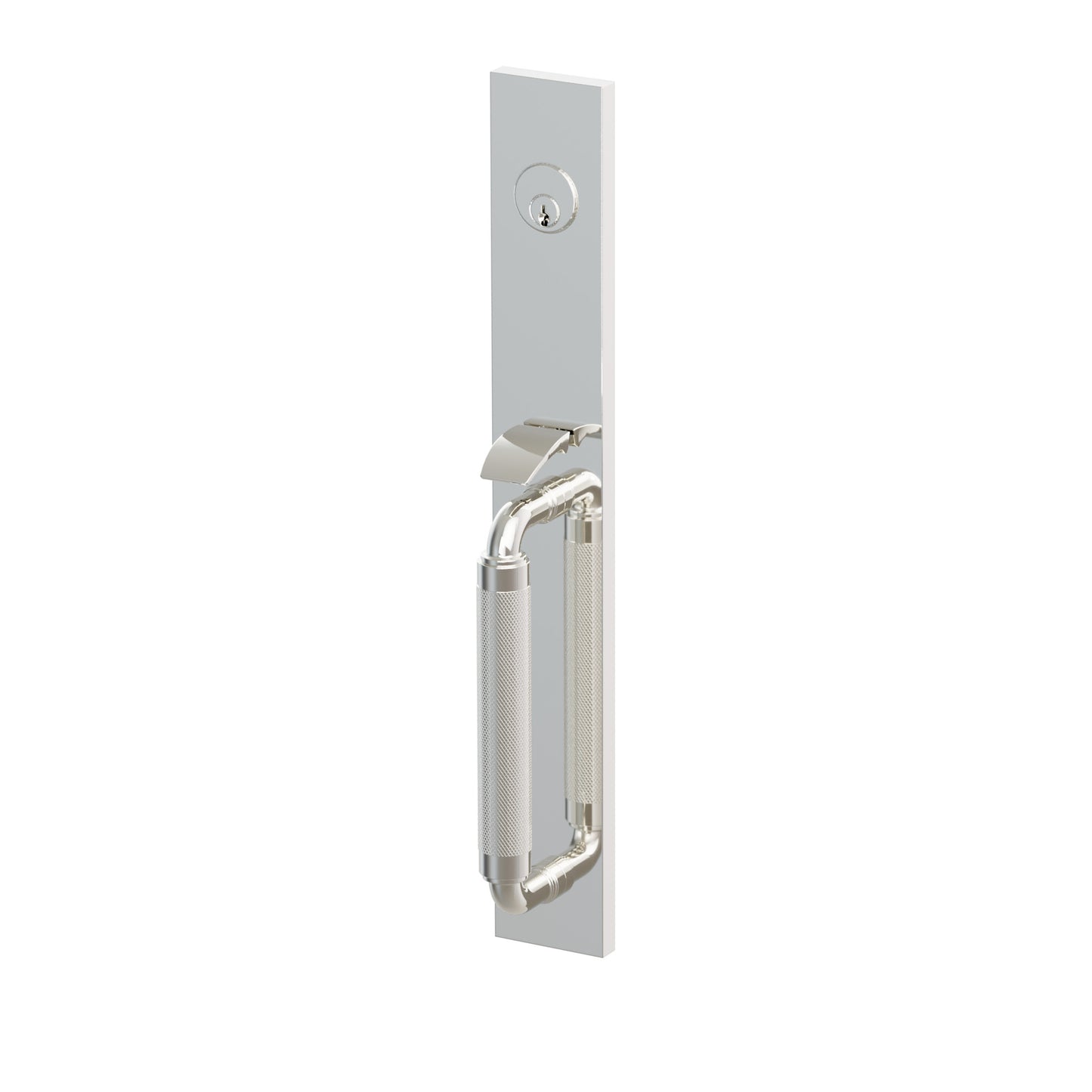 Emtek SELECT R-Bar Knurled Full Length Entrance Handleset – Polished Nickel