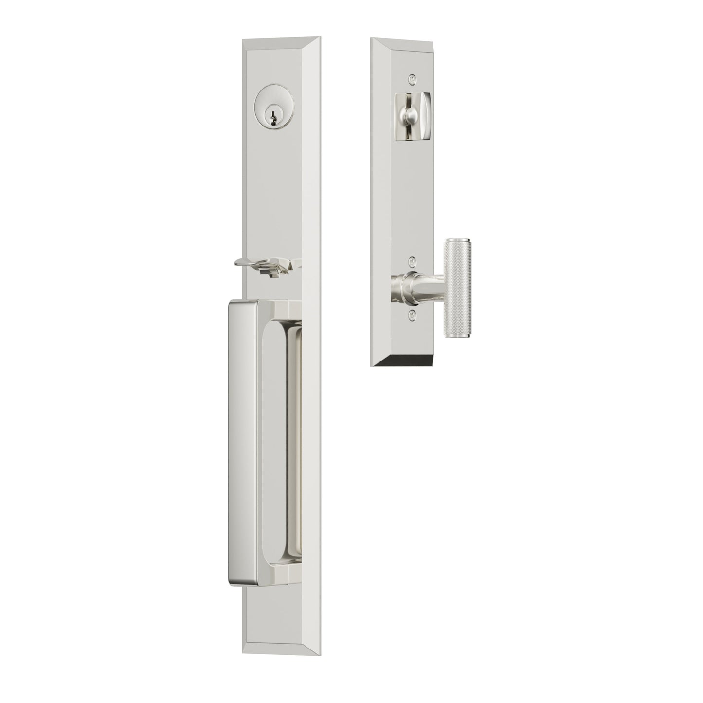 Emtek Transitional Heritage Full Length Entrance Handleset – Polished Nickel