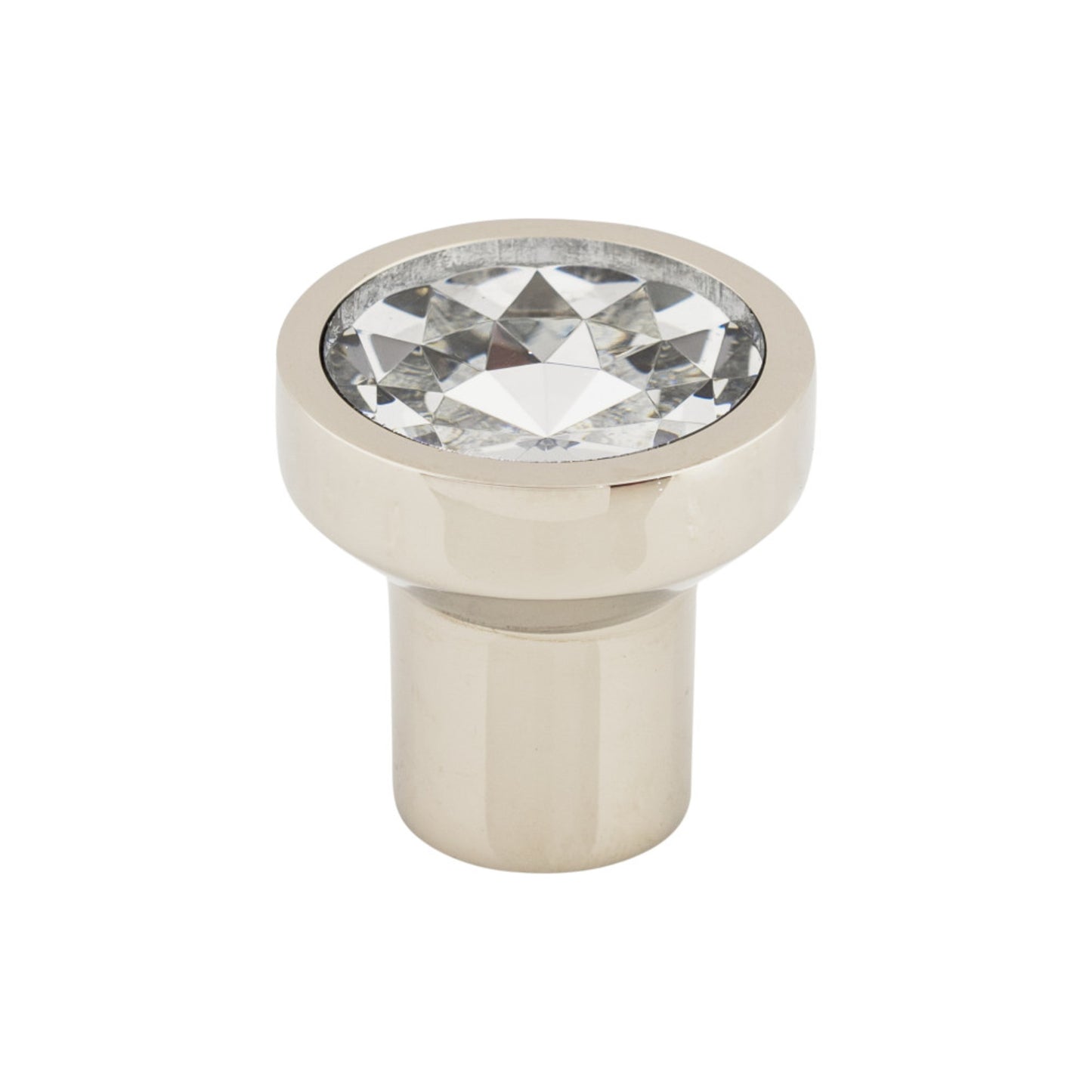 Top Knobs Wentworth Crystal Round Knob - 1 1/8" Dia. - Brushed Satin Nickel