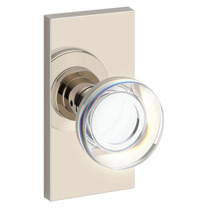Baldwin Reserve Contemporary Crystal Knob, Contemporary 5" Rose, Lifetime (PVD) Polished Nickel
