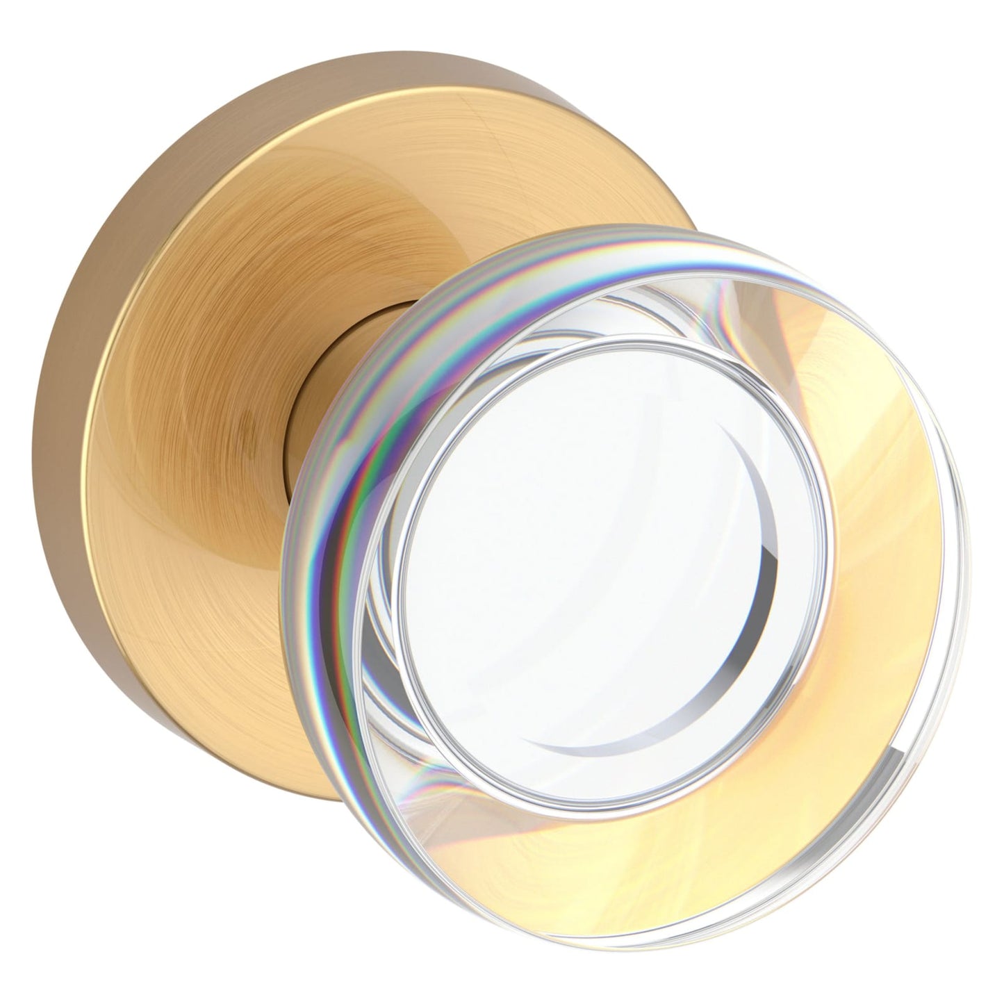 Baldwin Reserve Contemporary Crystal Knob, Contemporary Round Rose, Lifetime (PVD) Satin Brass