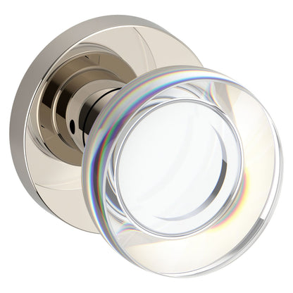 Baldwin Reserve Contemporary Crystal Knob, Contemporary Round Rose, Lifetime (PVD) Polished Nickel