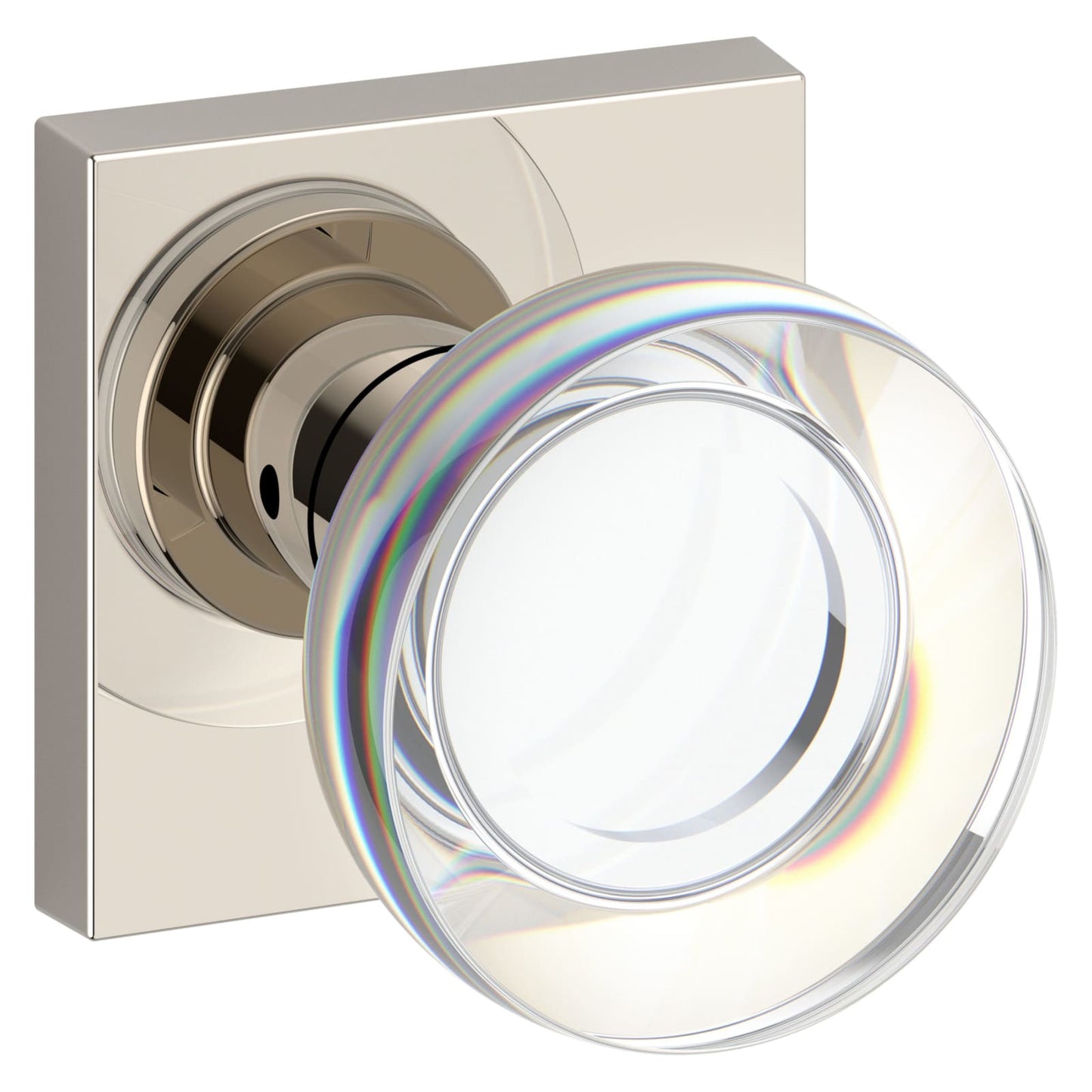 Baldwin Reserve Contemporary Crystal Knob, Contemporary Square Rose, Lifetime (PVD) Polished Nickel