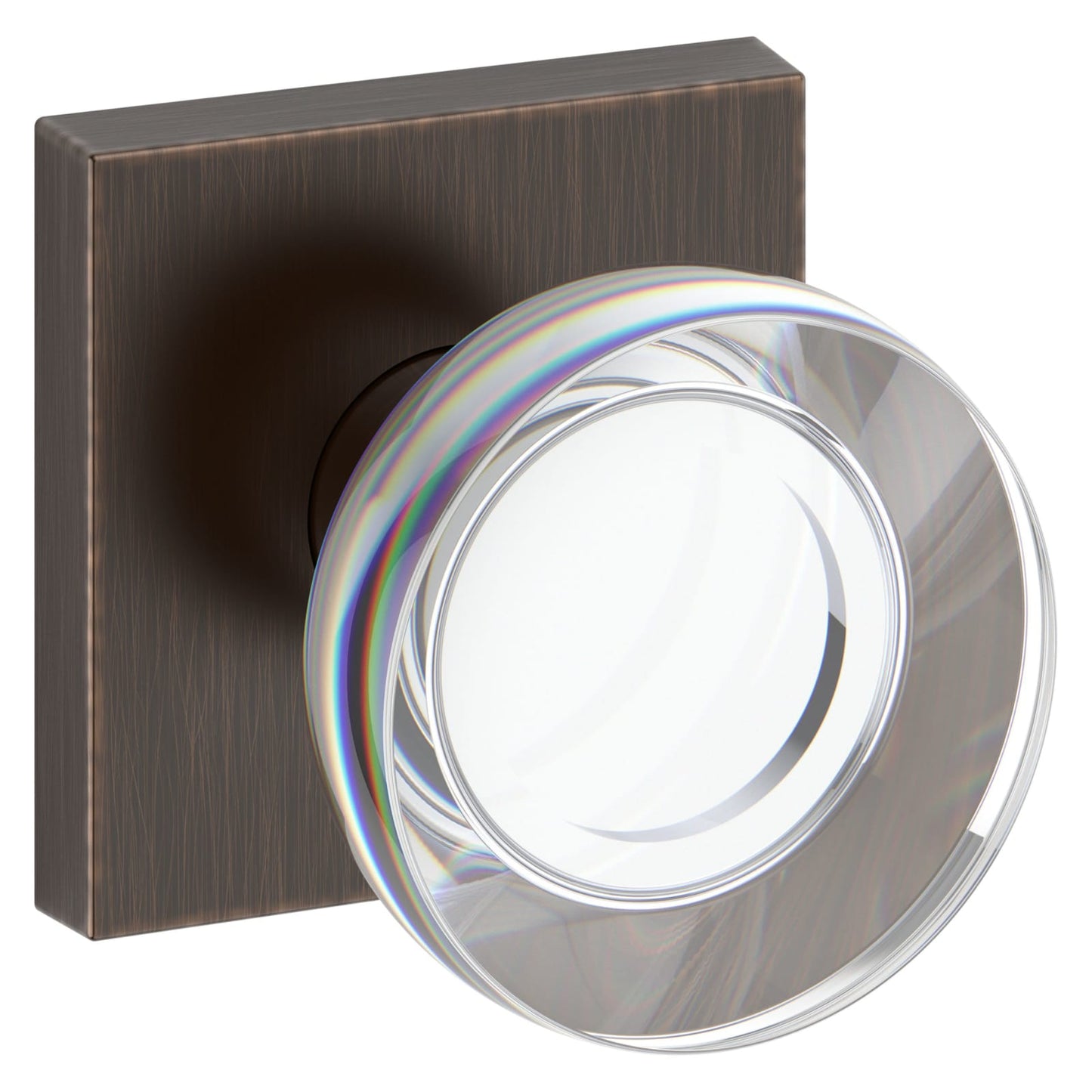 Baldwin Reserve Contemporary Crystal Knob, Contemporary Square Rose, Venetian Bronze