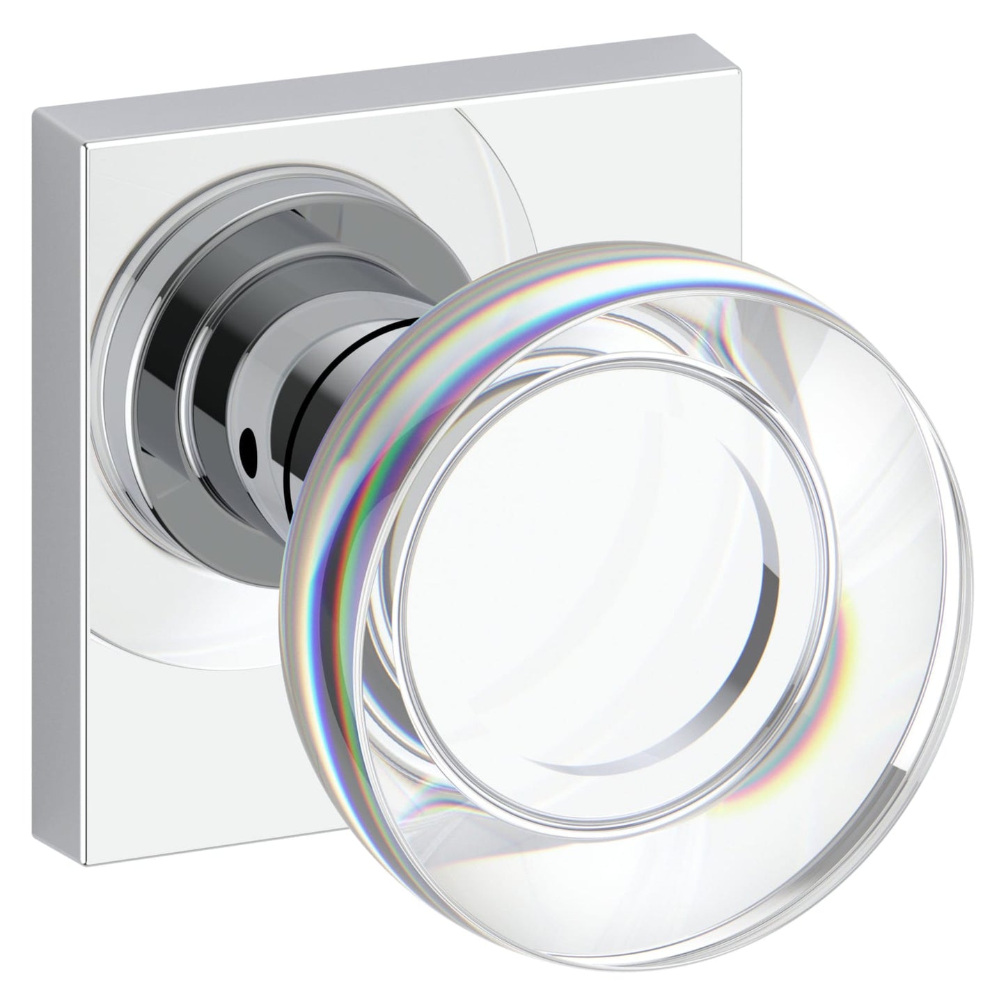 Baldwin Reserve Contemporary Crystal Knob, Contemporary Square Rose, Polished Chrome
