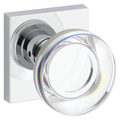 Baldwin Reserve Contemporary Crystal Knob, Contemporary Square Rose, Polished Chrome