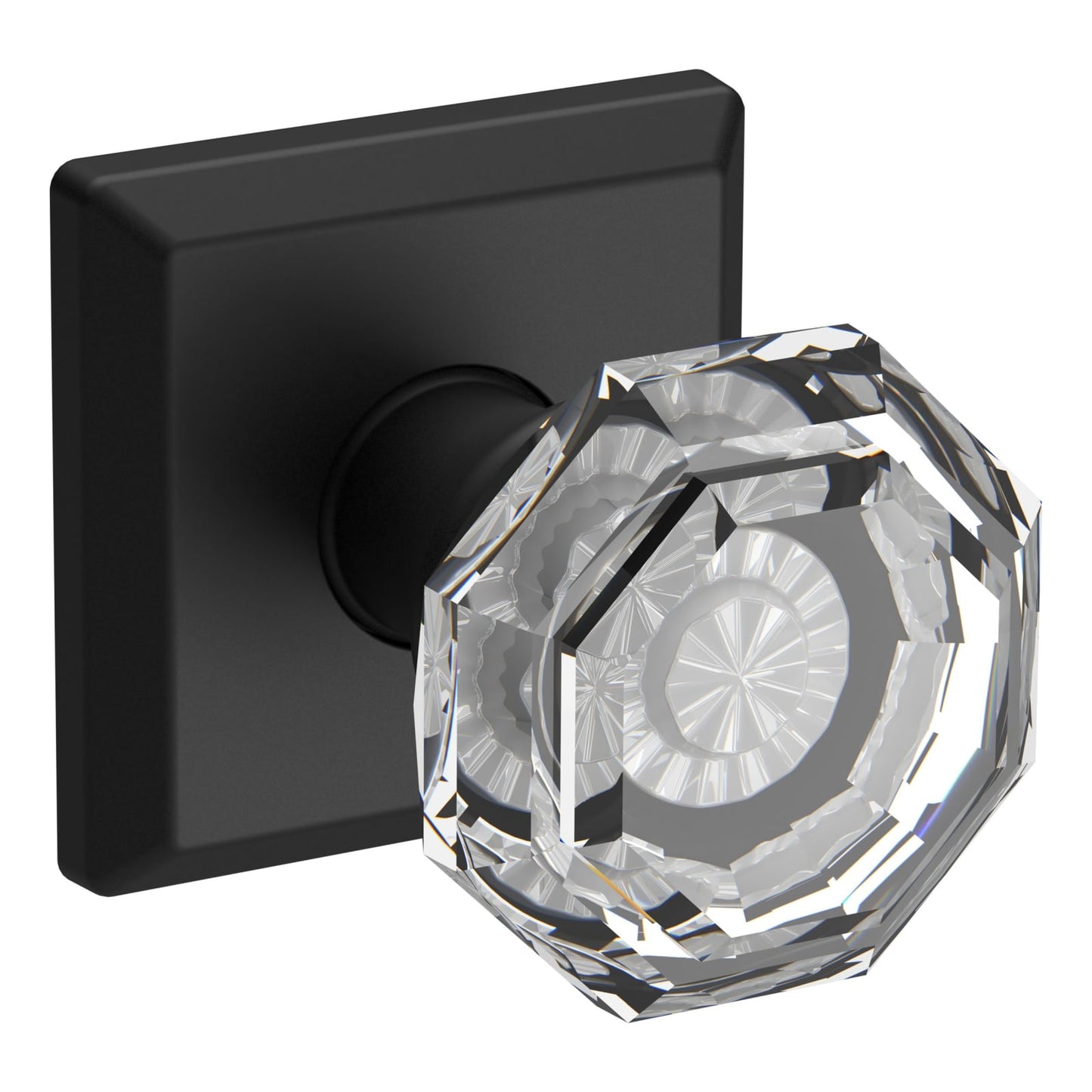 Baldwin Reserve Crystal Knob, Traditional Square Rose, Satin Black