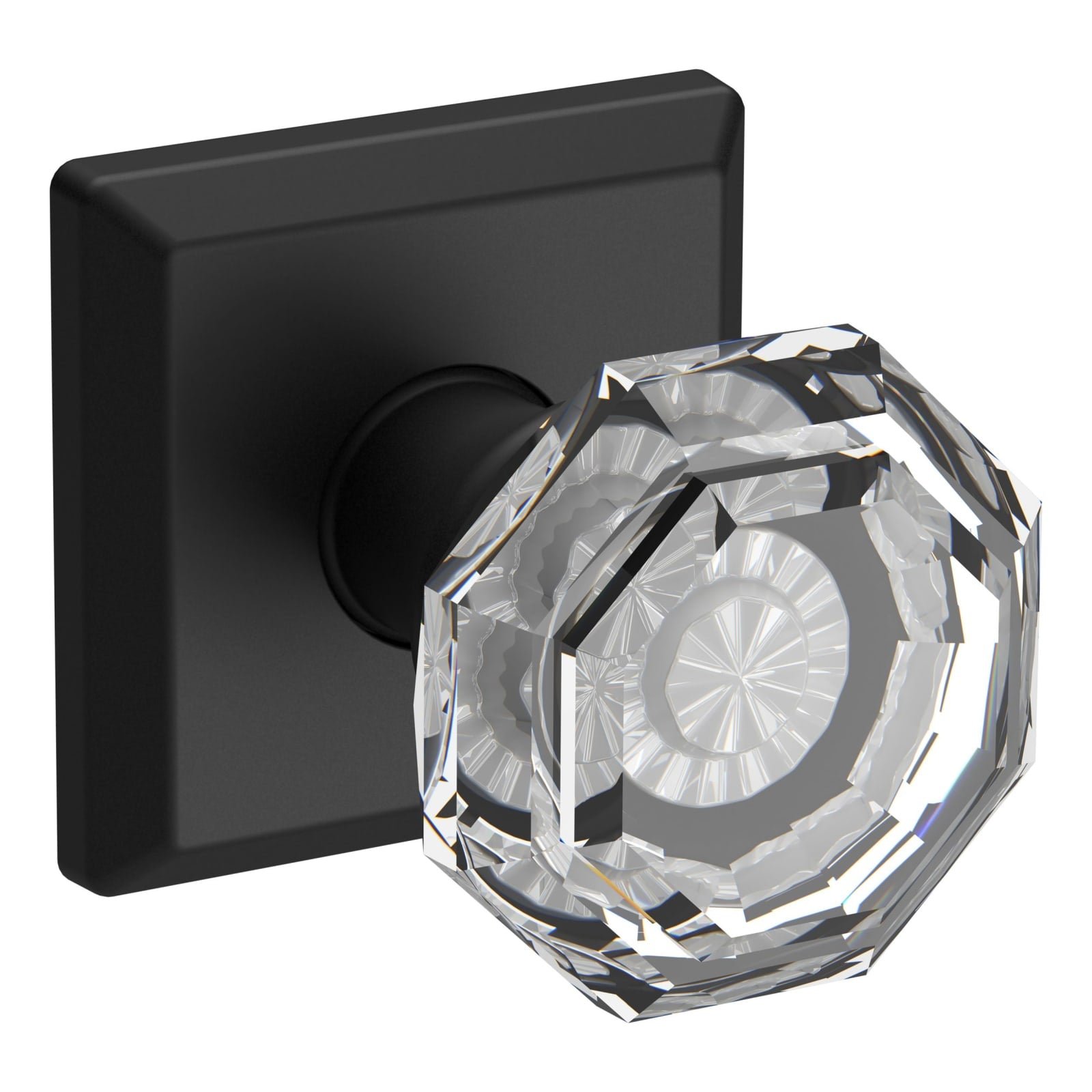 Baldwin Reserve Crystal Knob, Traditional Square Rose, Satin Black