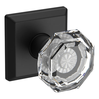 Baldwin Reserve Crystal Knob, Traditional Square Rose, Satin Black