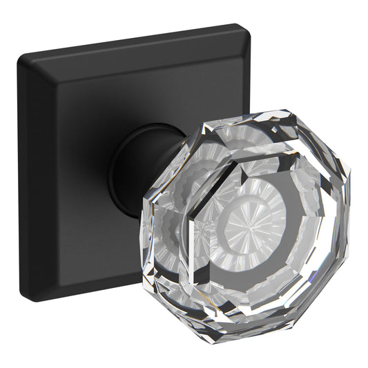 Baldwin Reserve Crystal Knob, Traditional Square Rose, Satin Black