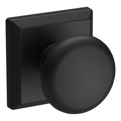 Baldwin Reserve Round Knob, Traditional Square Rose, Satin Black