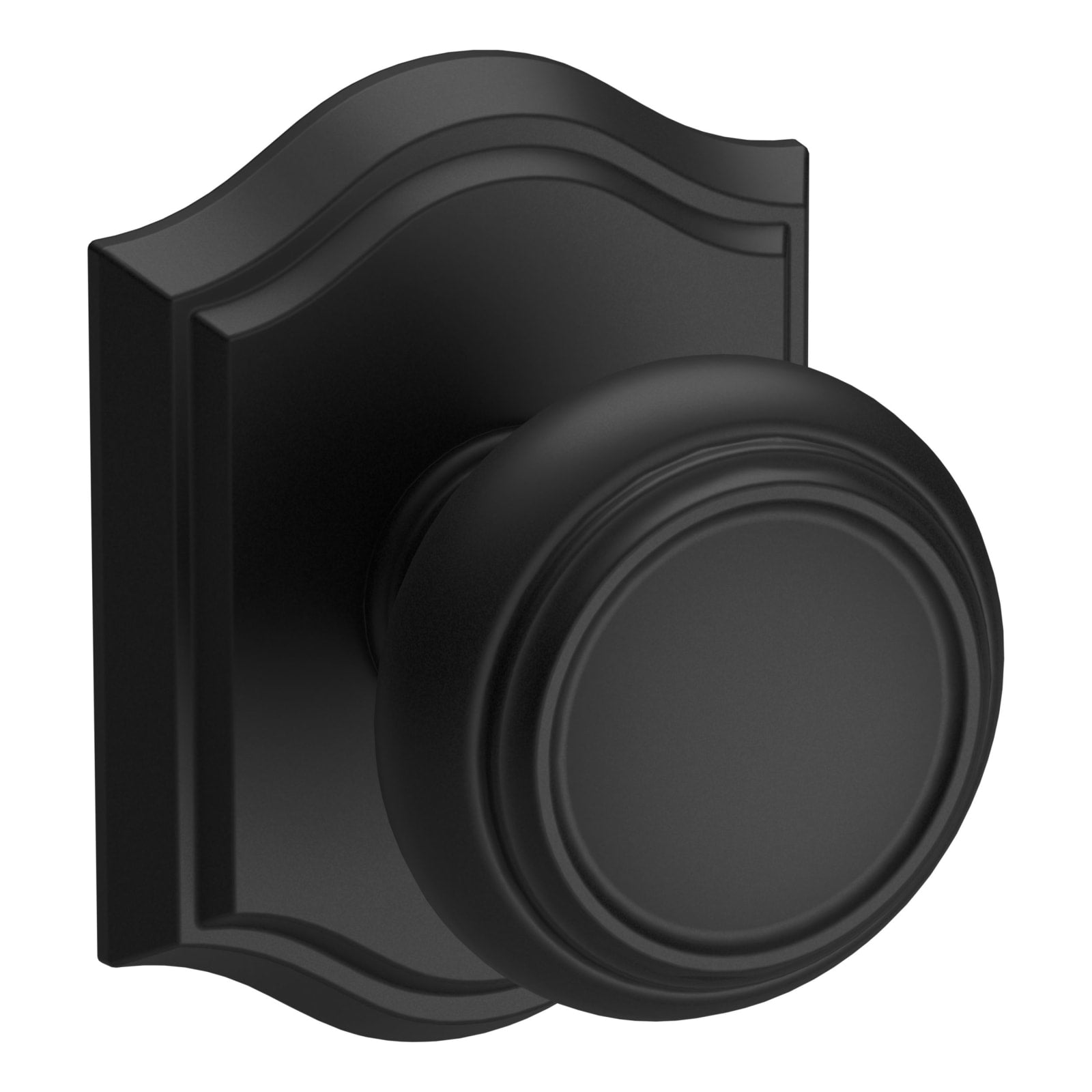 Baldwin Reserve Traditional Knob, Traditional Arch Rose, Satin Black