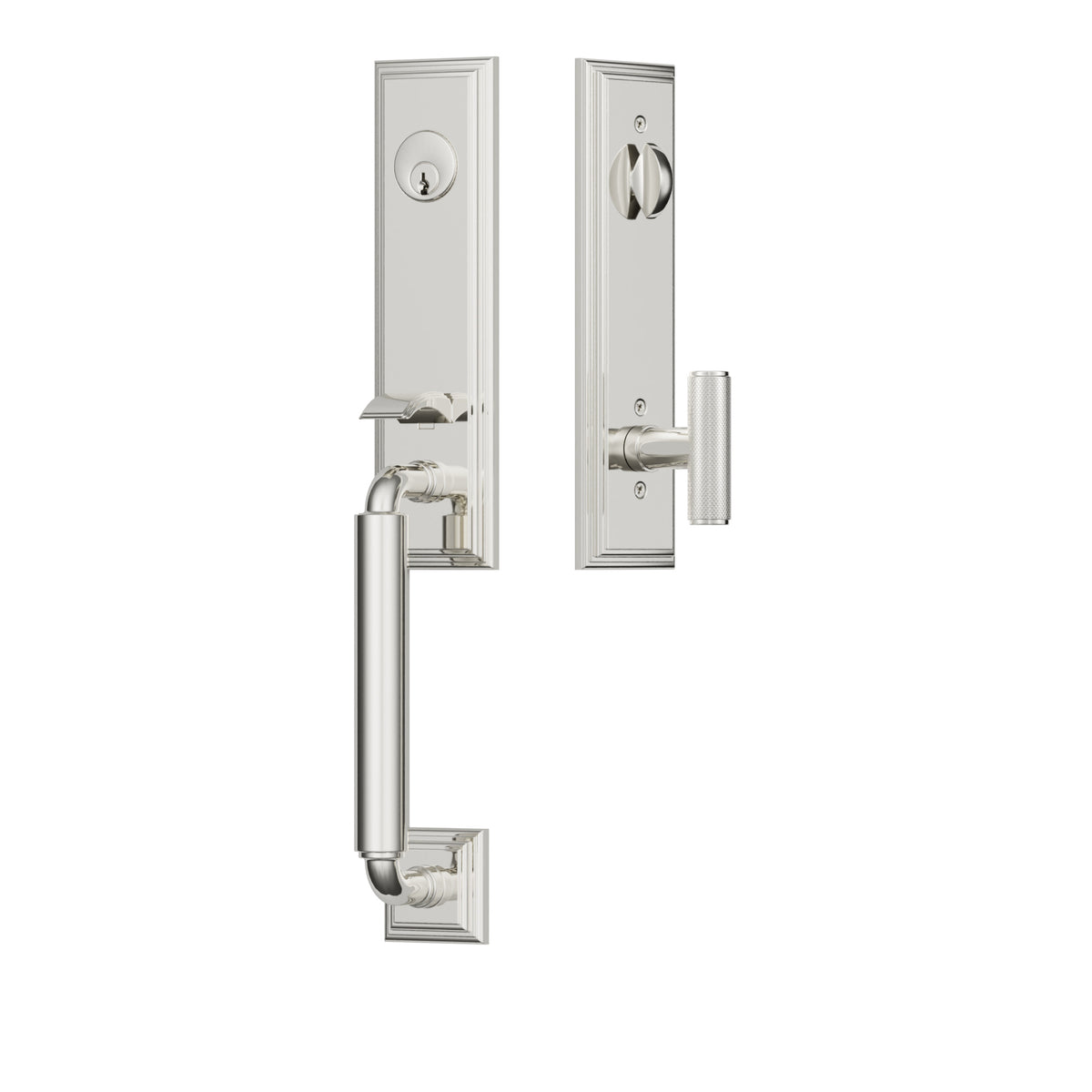 Emtek Manning Monolithic Entrance Handleset – Polished Nickel
