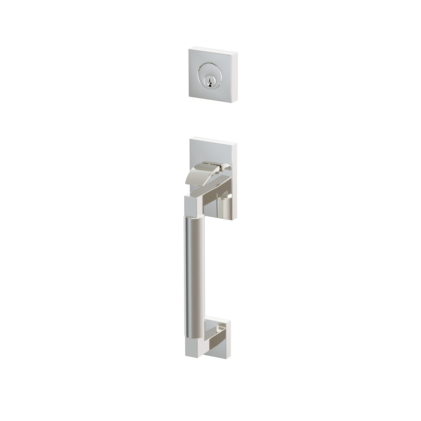 Emtek SELECT L-Square Smooth Sectional Entrance Handleset – Polished Nickel