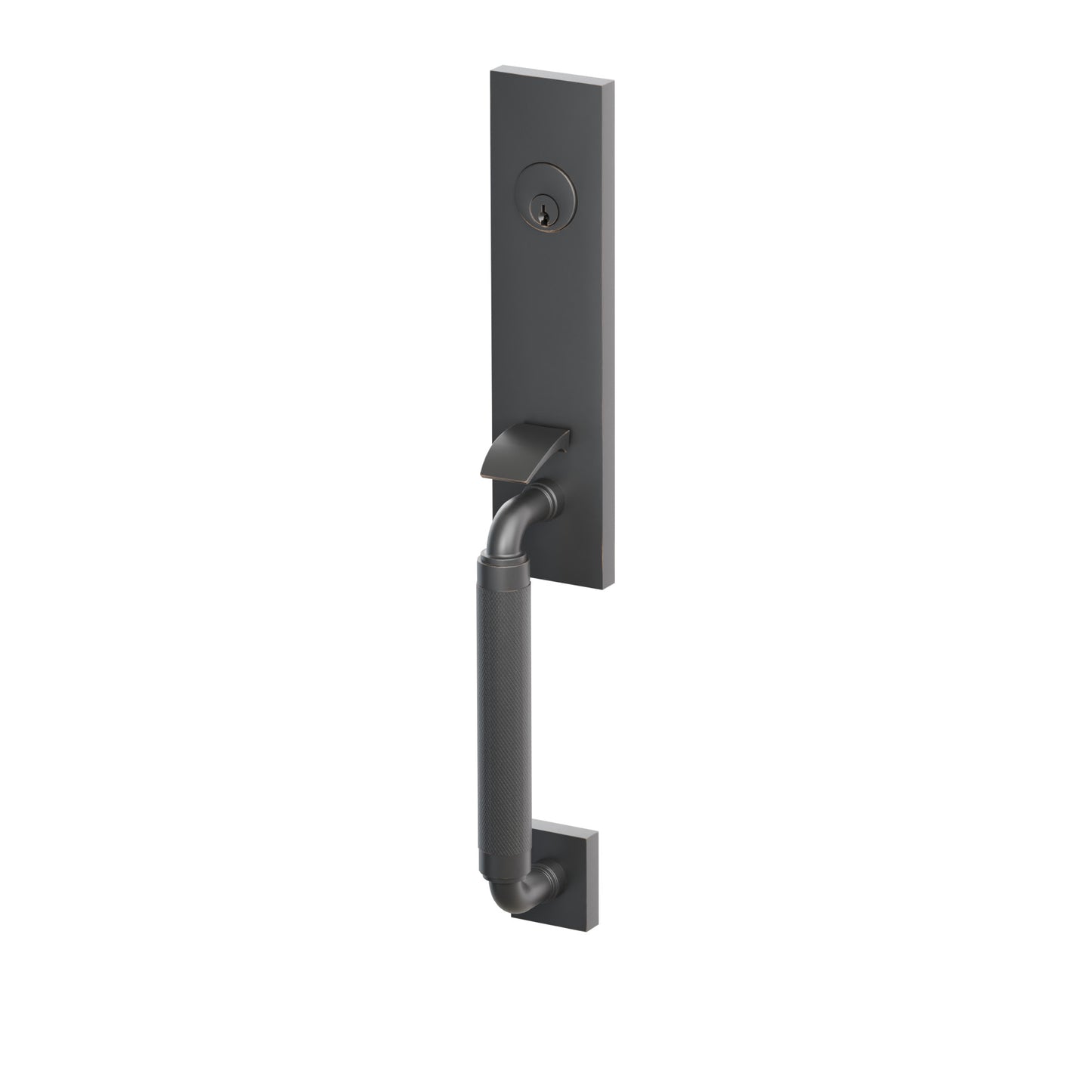 Emtek SELECT R-Bar Knurled Monolithic Entrance Handleset – Oil Rubbed Bronze