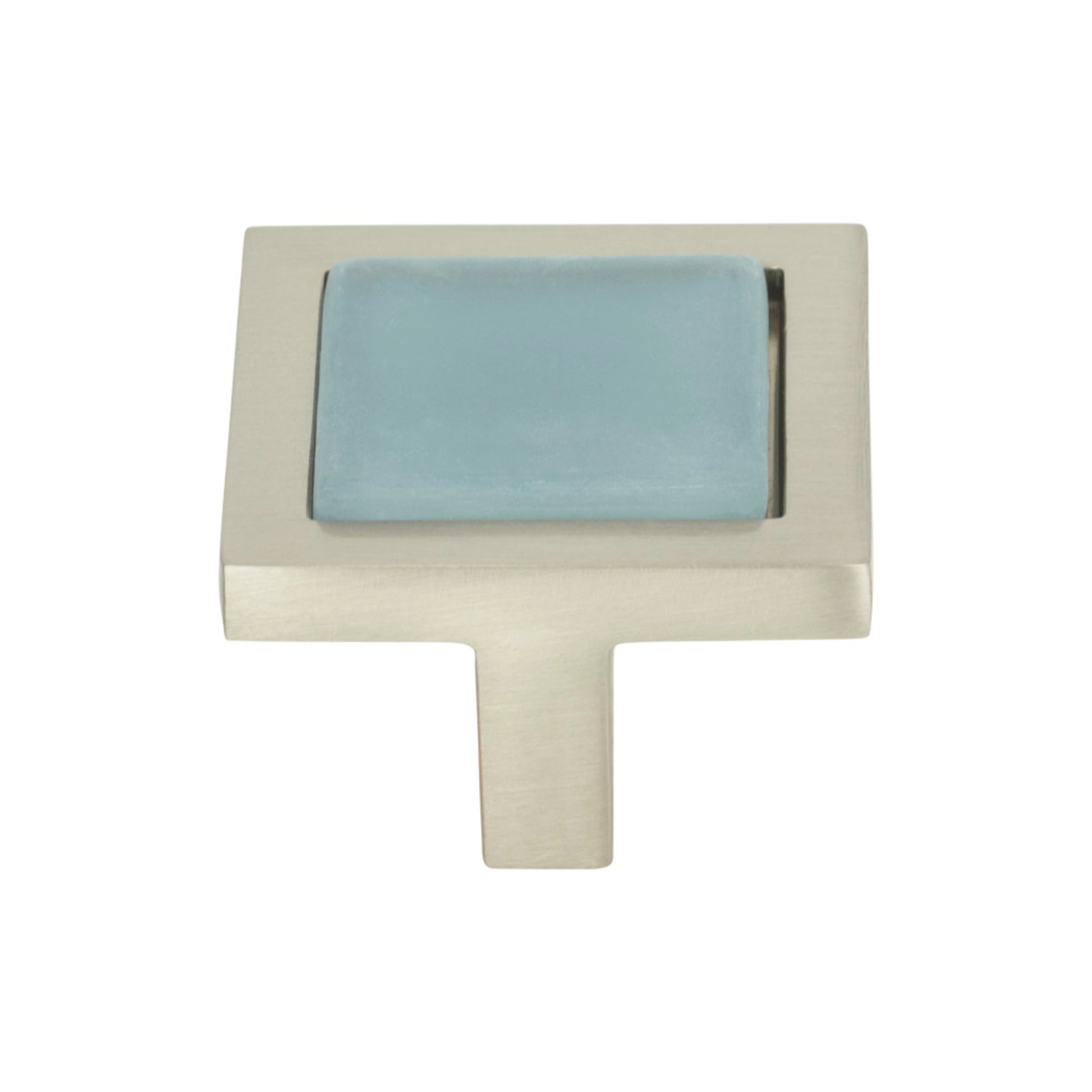 Atlas Spa Square Knob - Blue - Brushed Nickel