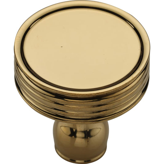 Ashley Norton Lisbon Ridged Cabinet Knob - Unlacquered Brass
