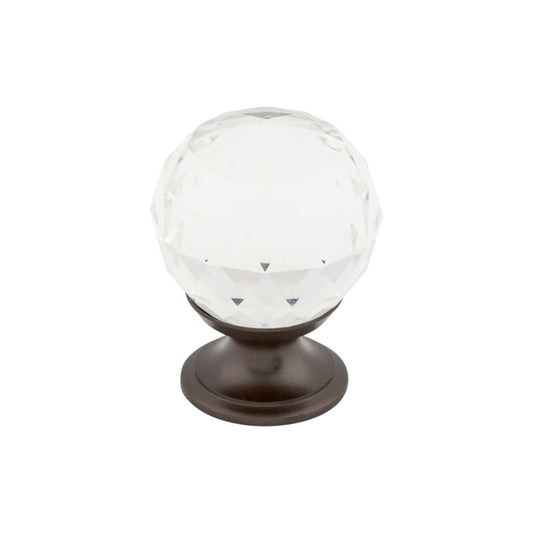 Top Knobs Clear Crystal 1 1/8" Diameter Round Knob - Oil Rubbed Bronze