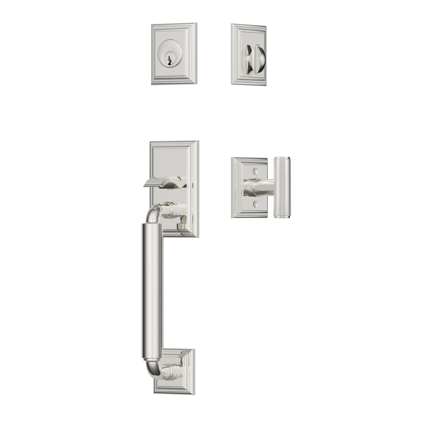 Emtek Manning Sectional Entrance Handleset – Polished Nickel