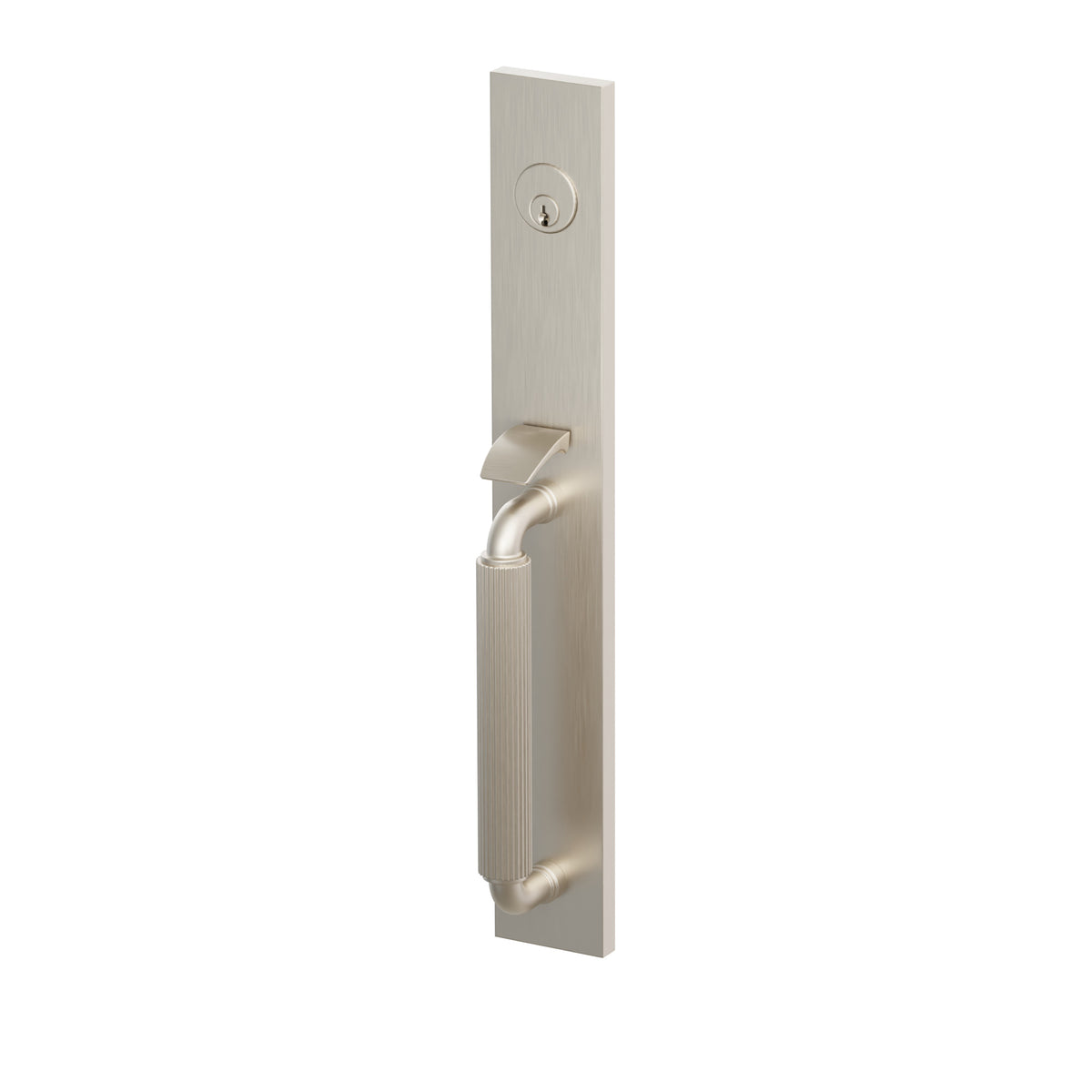 Emtek SELECT R-Bar Straight Knurled Full Length Mortise Entrance Handleset – Satin Nickel