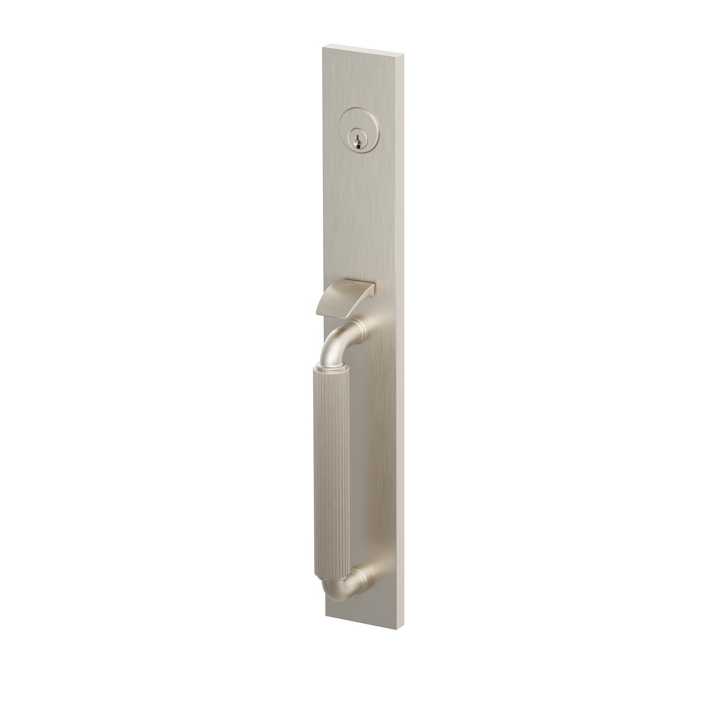 Emtek SELECT R-Bar Straight Knurled Full Length Entrance Handleset – Satin Nickel