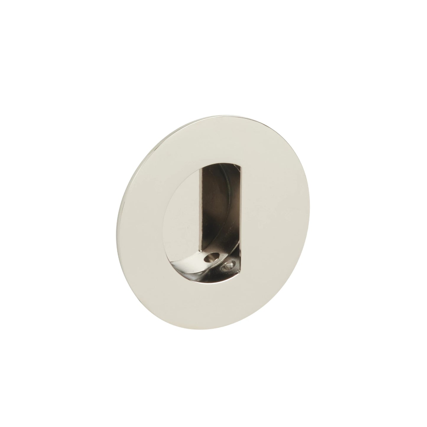 Round Flush Pull with Half Moon Pocket
