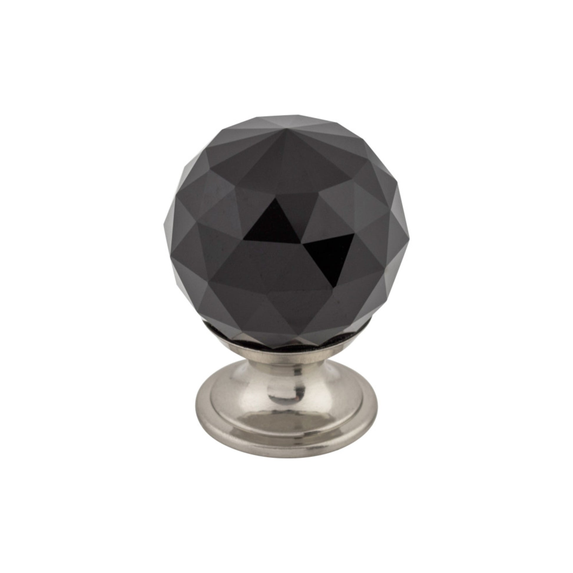 Top Knobs Black Crystal Round Knob - 1 1/8" Dia. - Brushed Satin Nickel