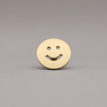 Hapny Smiley Cabinet Knob - Satin Brass