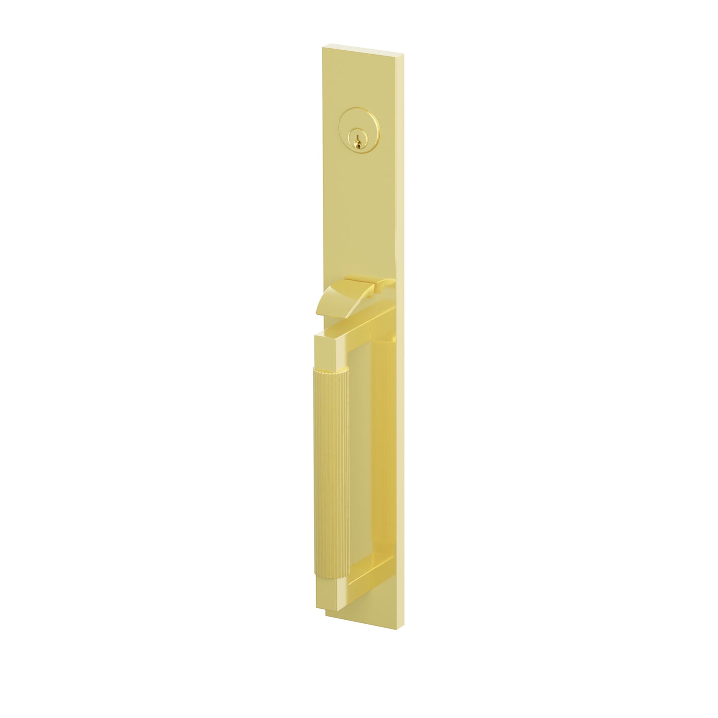 Emtek SELECT L-Square Straight Knurled Full Length Mortise Entrance Handleset – Unlacquered Brass
