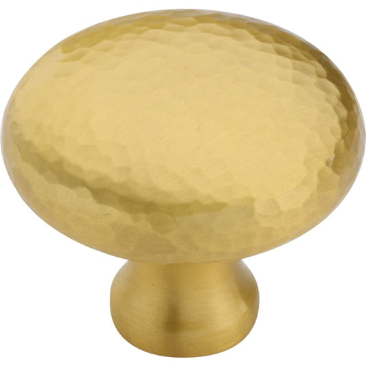 Ashley Norton Hammered Round Cabinet Knob - 1 1/2" Dia. - Satin Brass