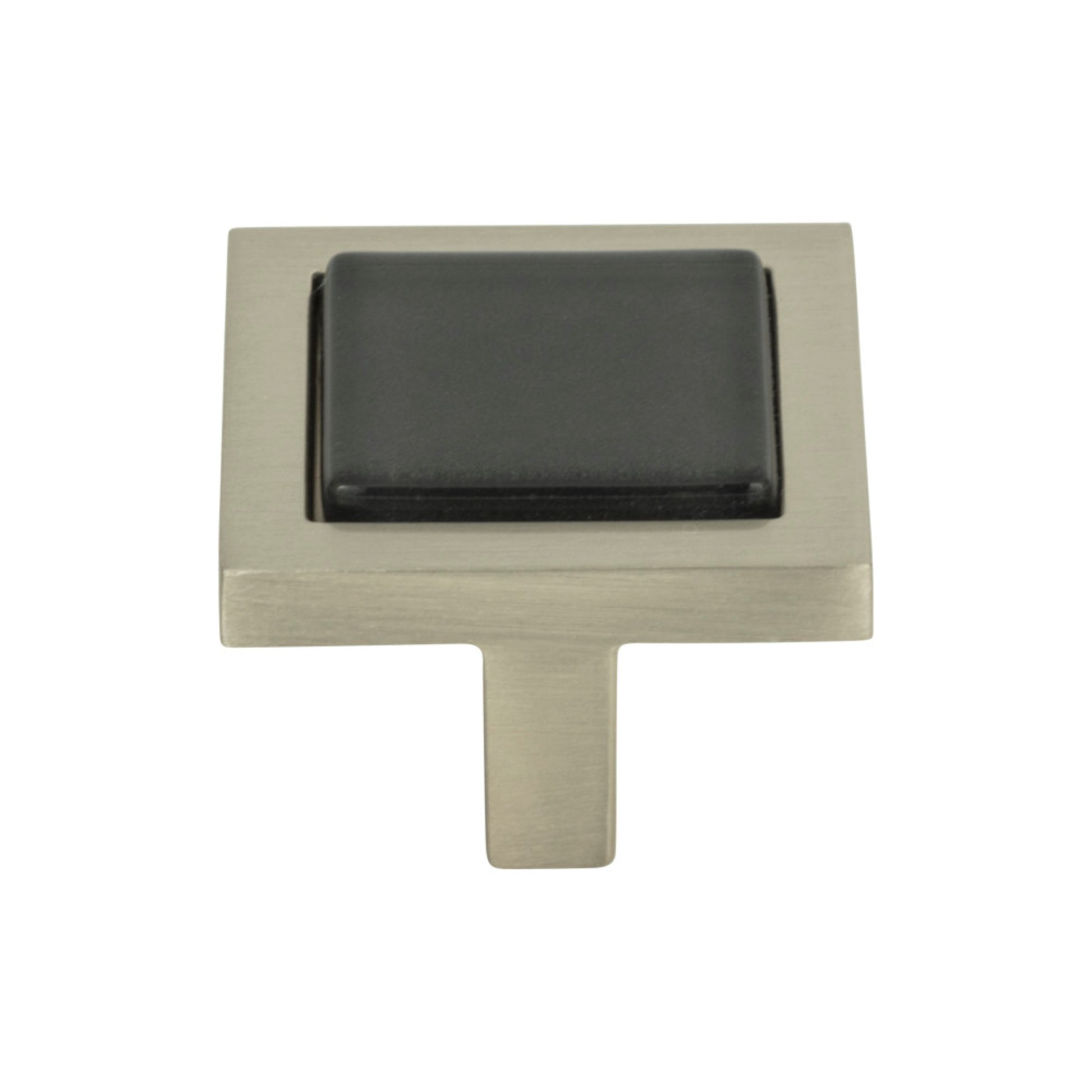 Atlas Spa Square Knob - Black - Brushed Nickel