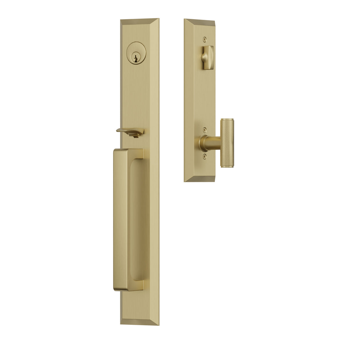 Emtek Transitional Heritage Full Length Entrance Handleset – Satin Brass