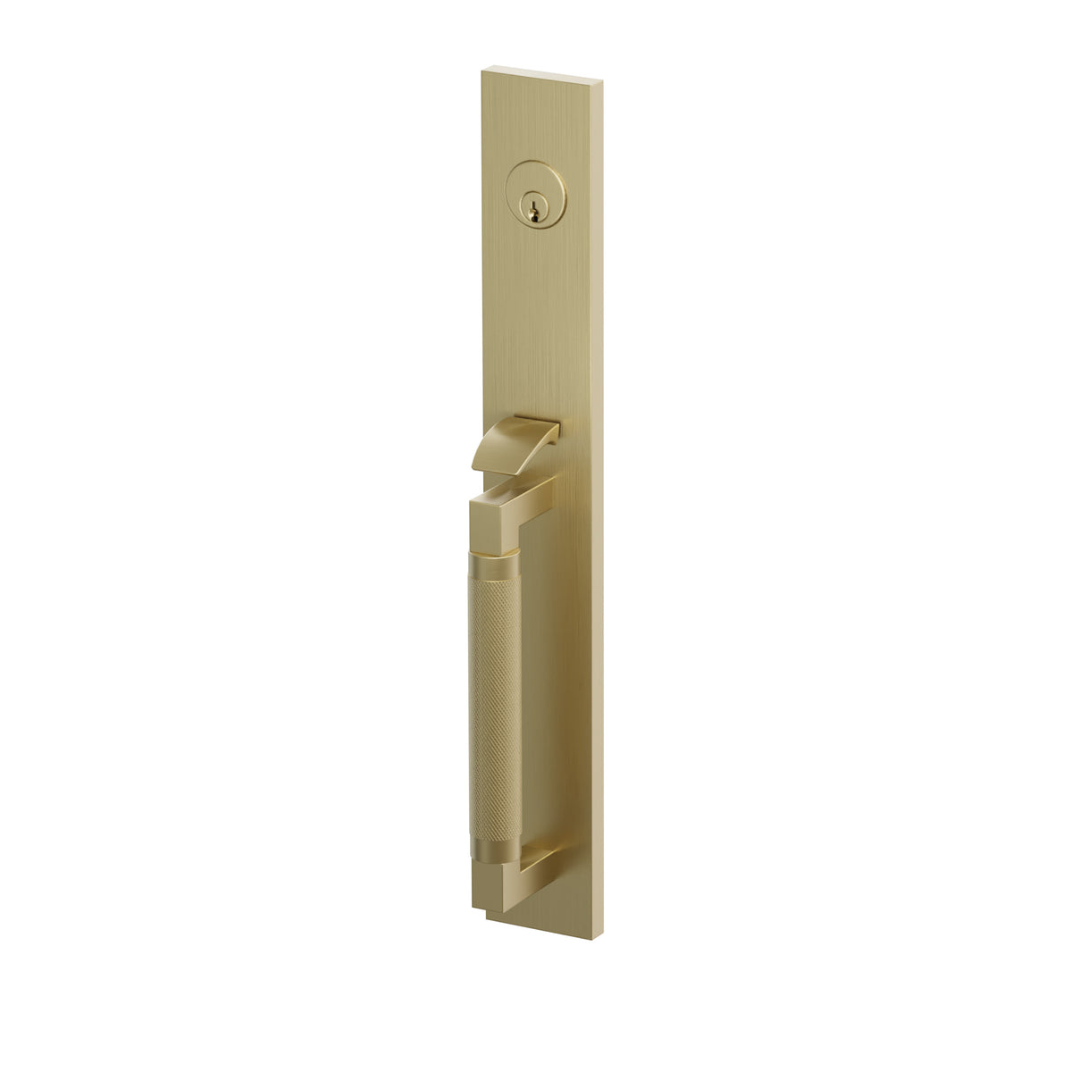 Emtek SELECT L-Square Knurled Full Length Entrance Handleset – Satin Brass