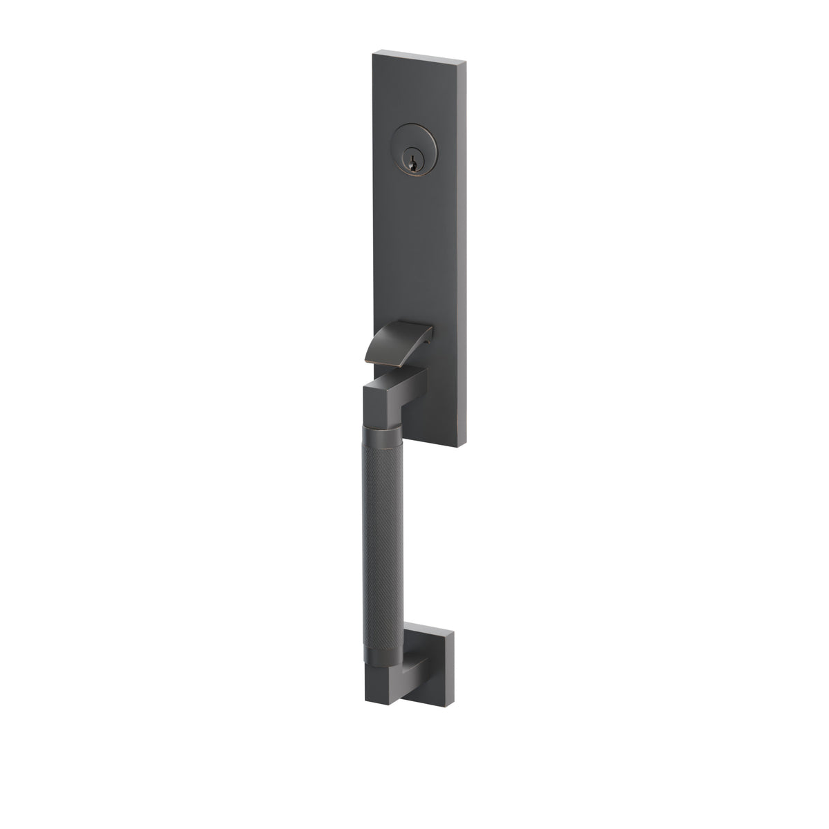 Emtek SELECT L-Square Knurled Monolithic Mortise Entrance Handleset – Oil Rubbed Bronze