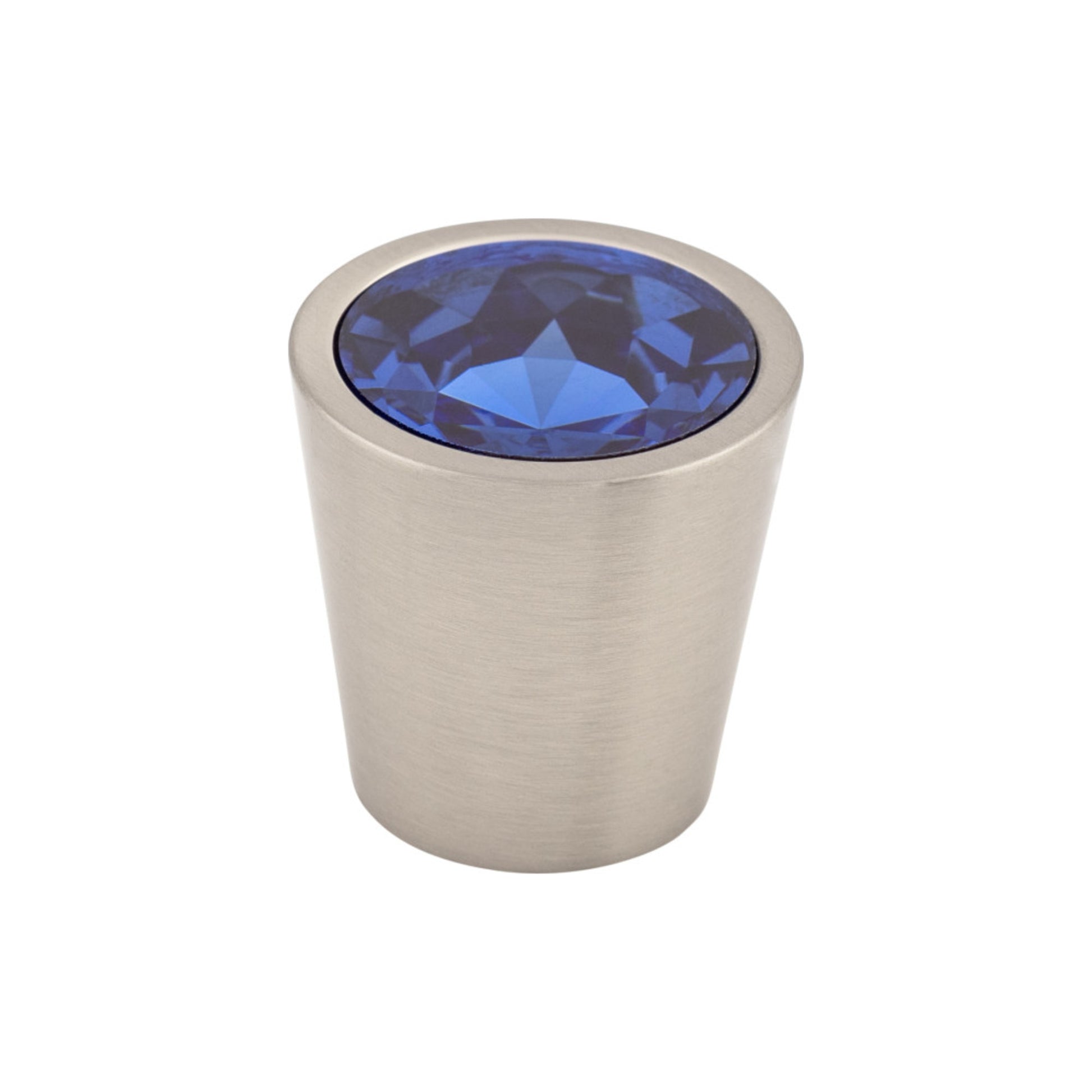 Top Knobs Blue Crystal Center 1 1/16" Diameter Round Knob - Brushed Satin Nickel
