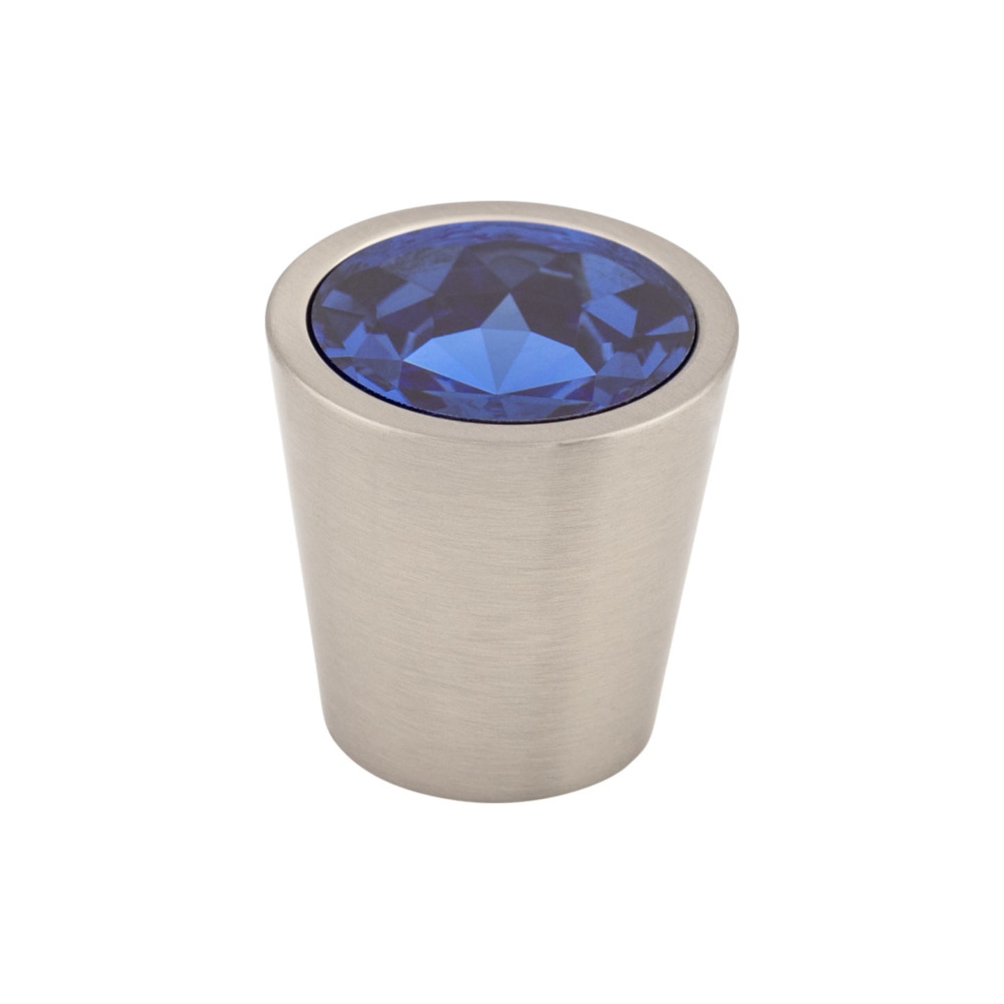 Top Knobs Blue Crystal Center Round Knob - 1 1/16" Dia. - Brushed Satin Nickel