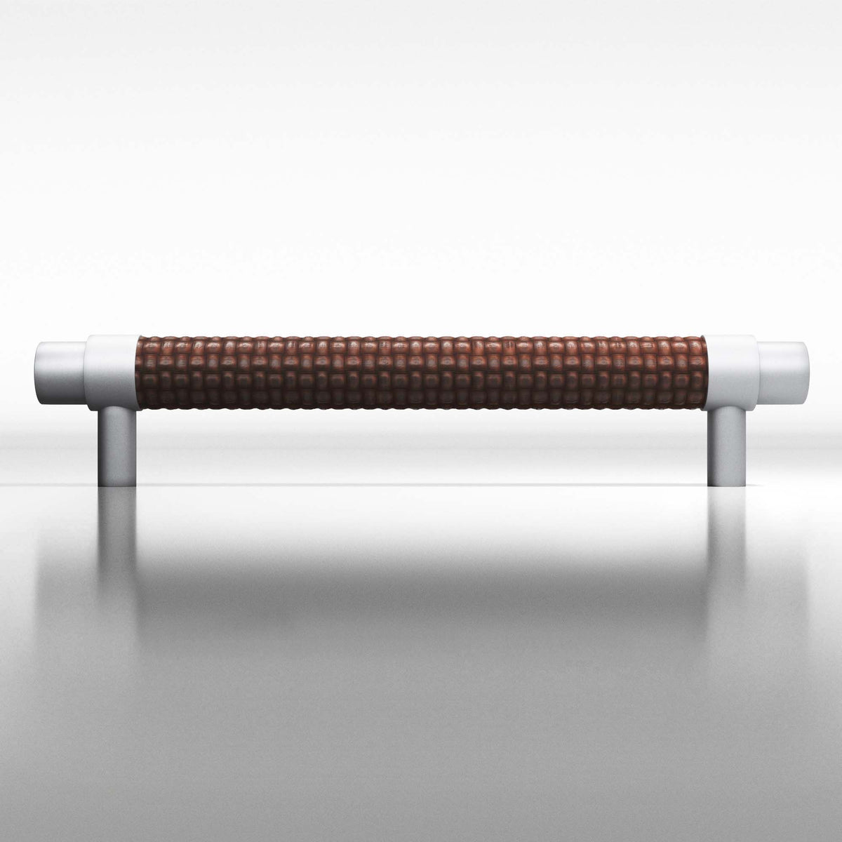 Tanner's Craft L1307 leather pull in Matte Satin Chrome