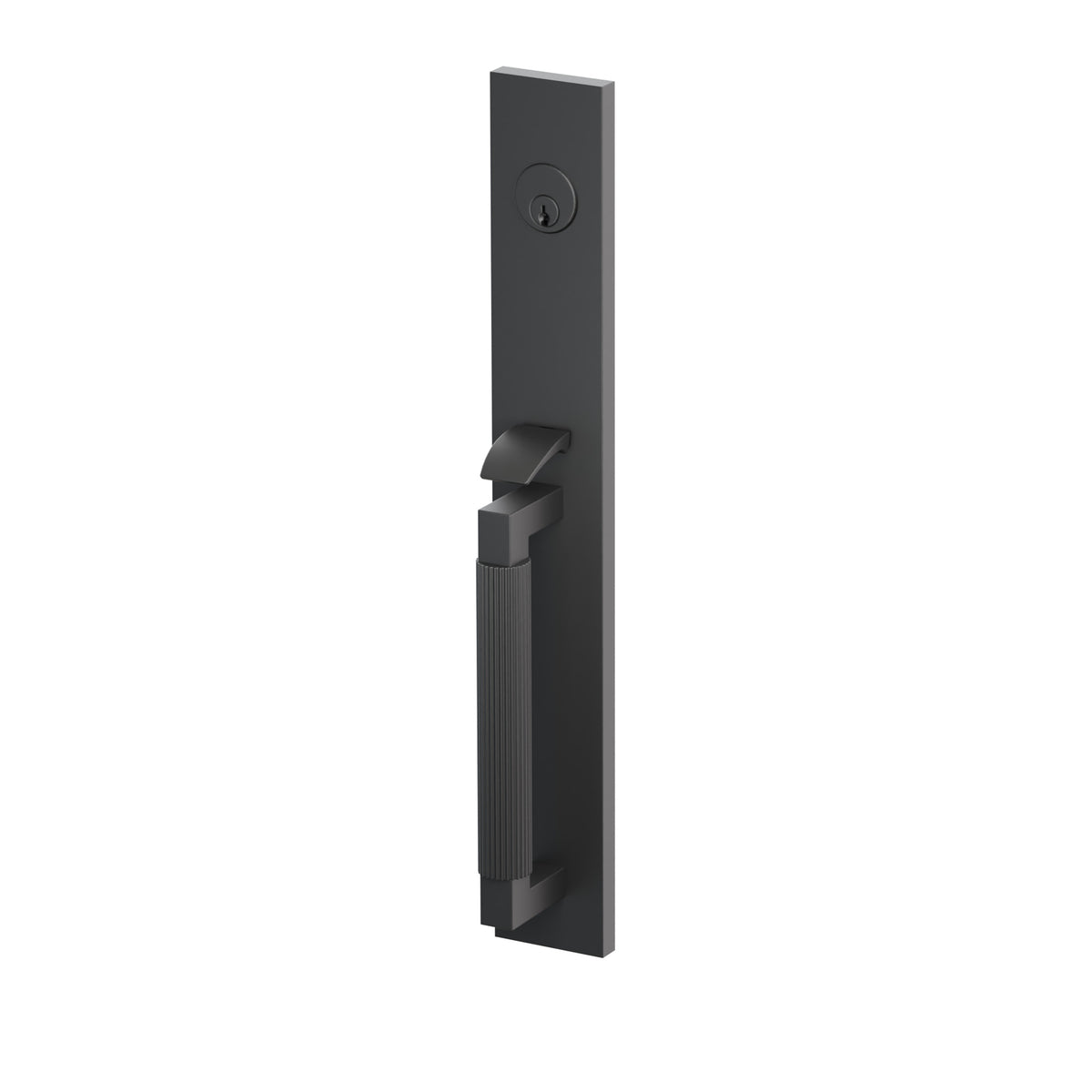Emtek SELECT L-Square Straight Knurled Full Length Entrance Handleset – Flat Black