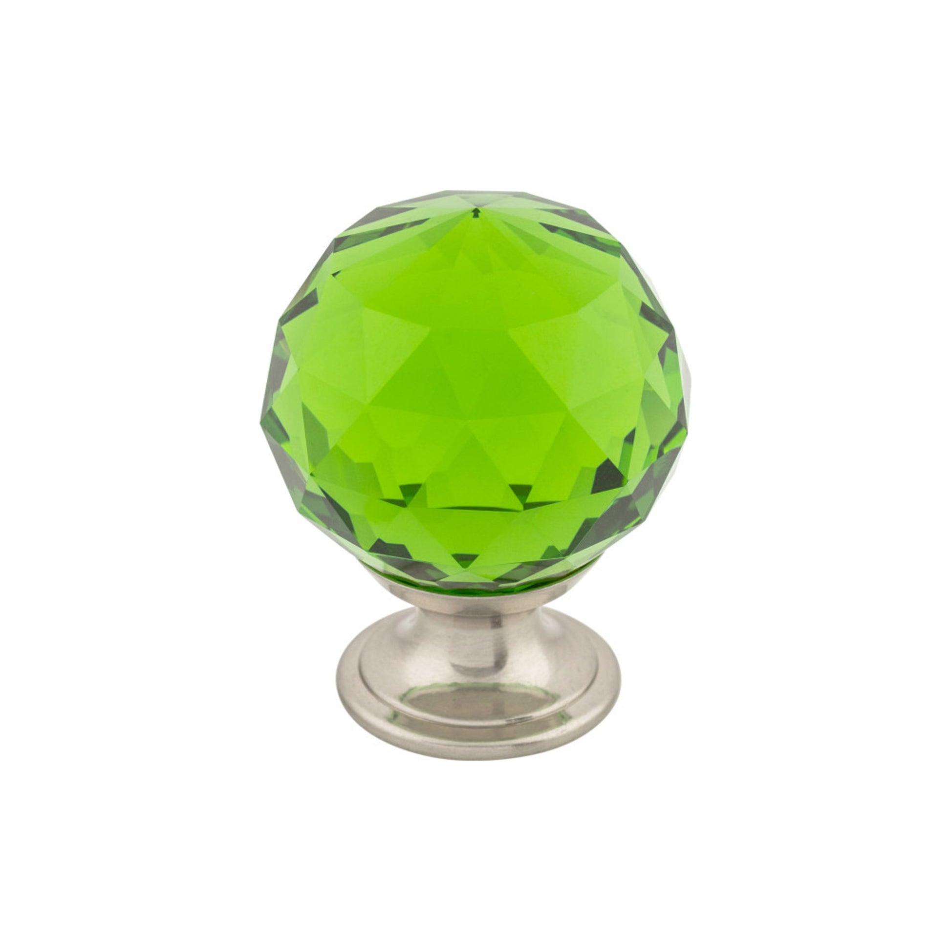 Top Knobs Green Crystal 1 3/8" Diameter Round Knob - Brushed Satin Nickel